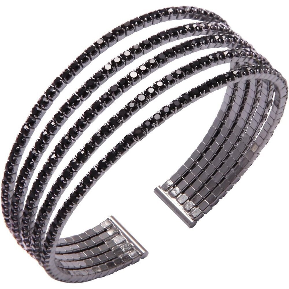 Black Rhinestone Cuff Bracelet Multilayer Alloy Steel Woman Jewelry
